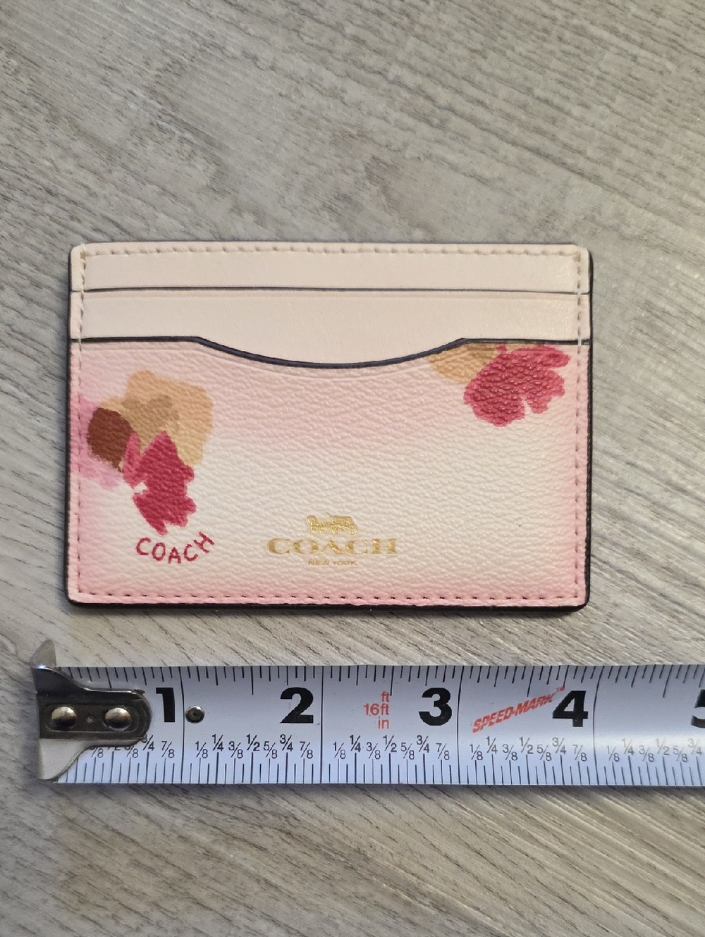 Coach Blush Pink Floral Leather Card Holder